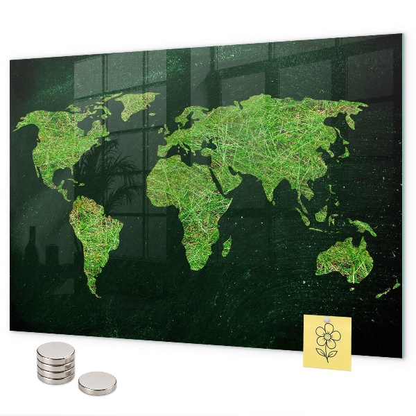 Tableau magnétique mural Carte du monde herbeuse