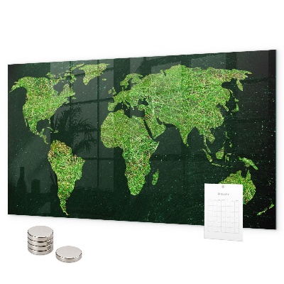 Tableau magnétique mural Carte du monde herbeuse