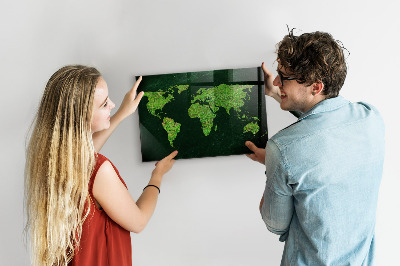 Tableau magnétique mural Carte du monde herbeuse