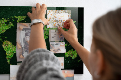 Tableau magnétique mural Carte du monde herbeuse
