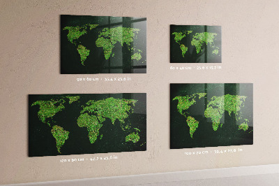 Tableau magnétique mural Carte du monde herbeuse
