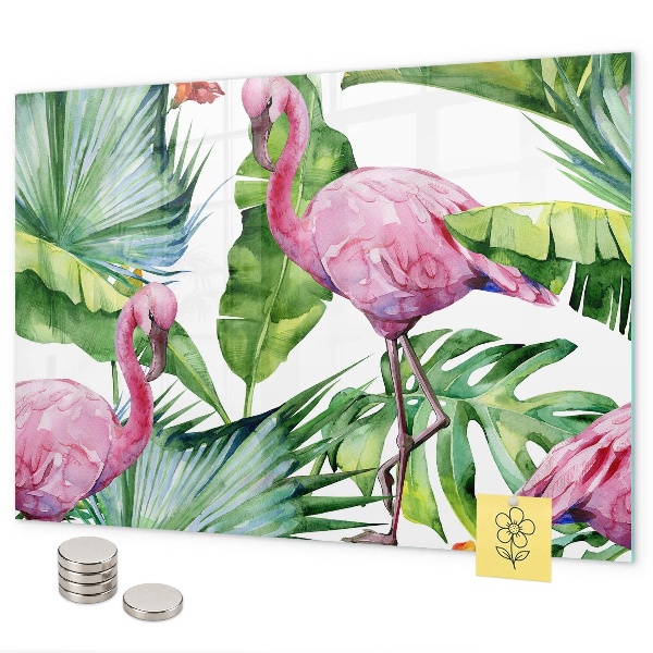 Tableau magnétique mural flamants roses naturels