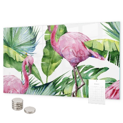 Tableau magnétique mural flamants roses naturels