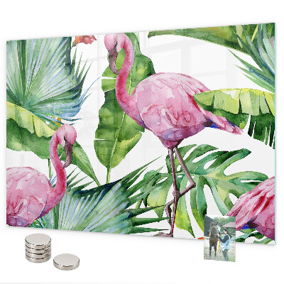 Tableau magnétique mural flamants roses naturels