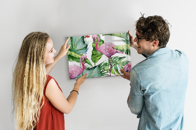 Tableau magnétique mural flamants roses naturels