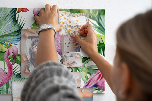 Tableau magnétique mural flamants roses naturels