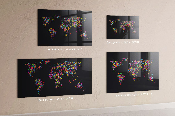 Tableau magnétique mural Carte du monde composée de points