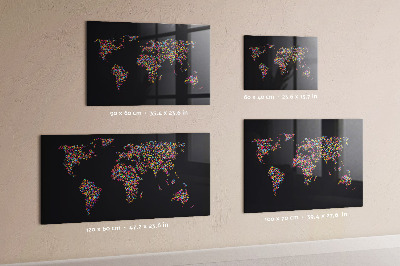 Tableau magnétique mural Carte du monde composée de points