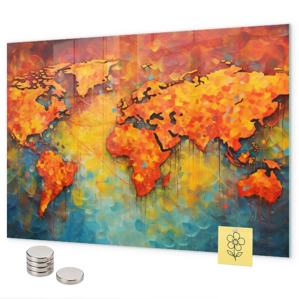 Tableau magnétique mural carte du monde décorative