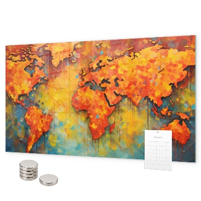 Tableau magnétique mural carte du monde décorative