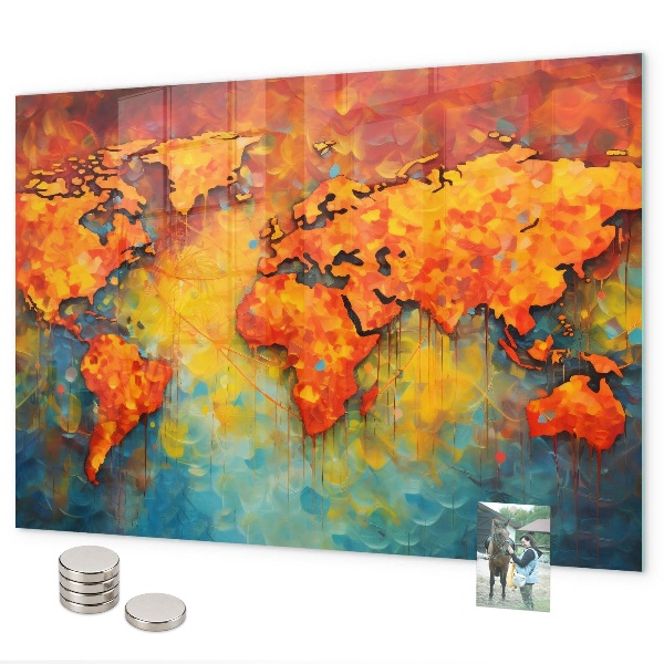 Tableau magnétique mural carte du monde décorative