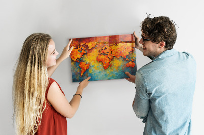 Tableau magnétique mural carte du monde décorative