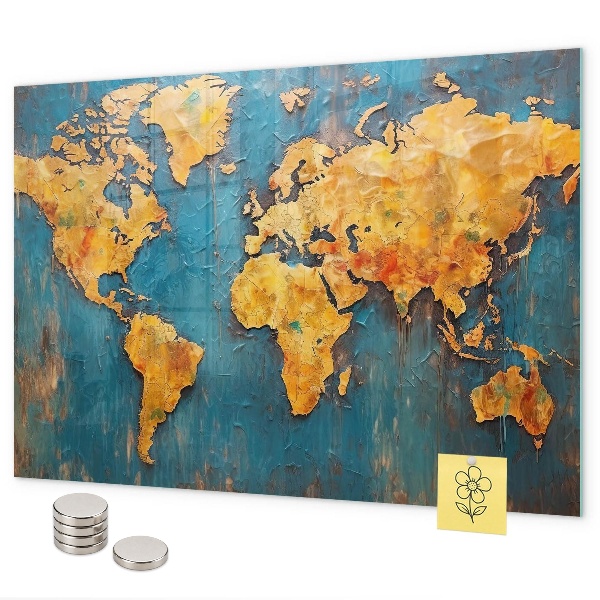 Tableau magnétique mural carte du monde décorative