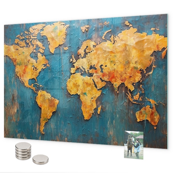 Tableau magnétique mural carte du monde décorative