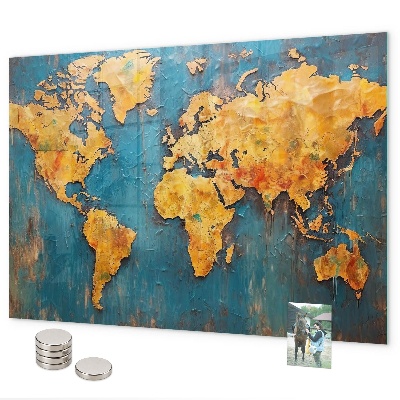 Tableau magnétique mural carte du monde décorative