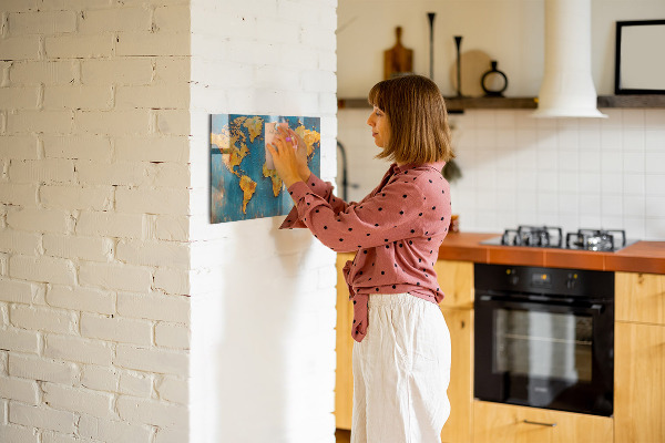 Tableau magnétique mural carte du monde décorative