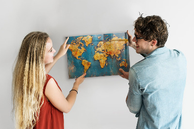 Tableau magnétique mural carte du monde décorative