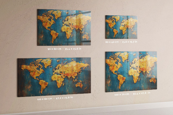 Tableau magnétique mural carte du monde décorative