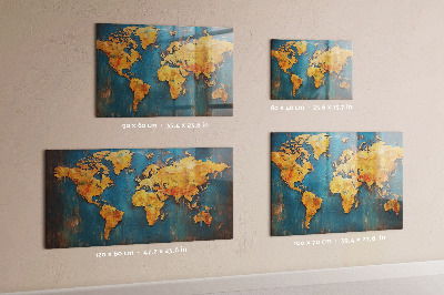 Tableau magnétique mural carte du monde décorative