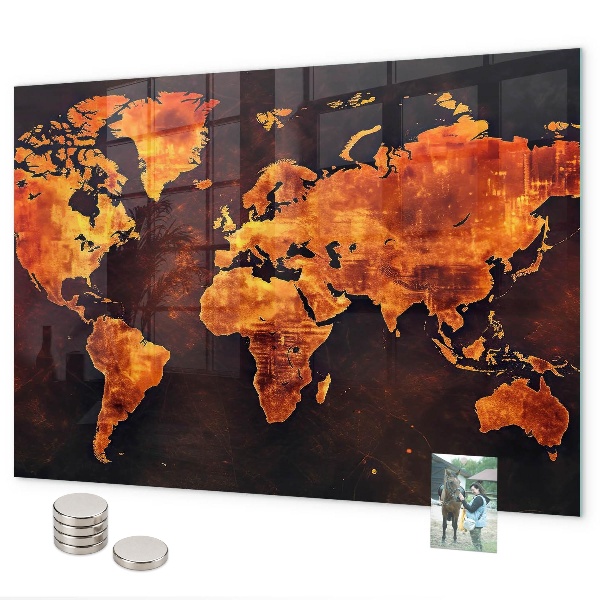 Tableau magnétique mural Carte du monde