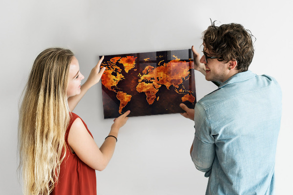 Tableau magnétique mural Carte du monde