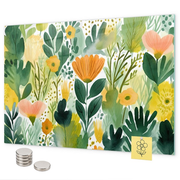 Tableau magnétique Fleurs à l'aquarelle