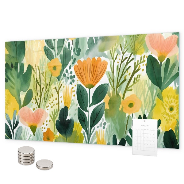 Tableau magnétique Fleurs à l'aquarelle