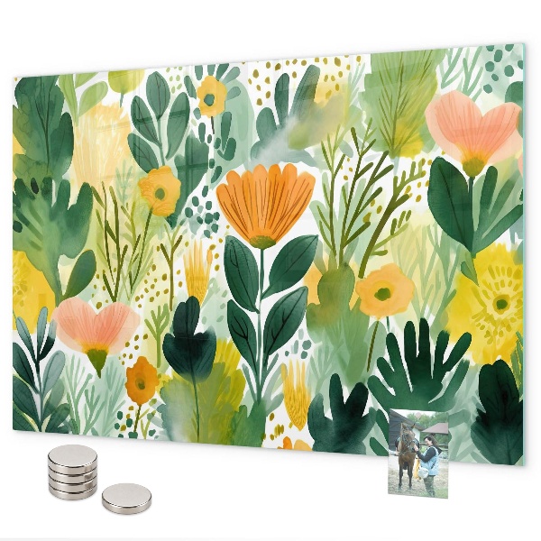Tableau magnétique Fleurs à l'aquarelle