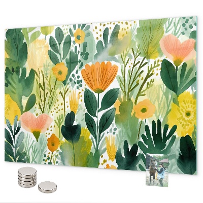 Tableau magnétique Fleurs à l'aquarelle