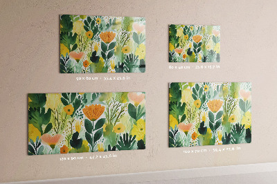 Tableau magnétique Fleurs à l'aquarelle