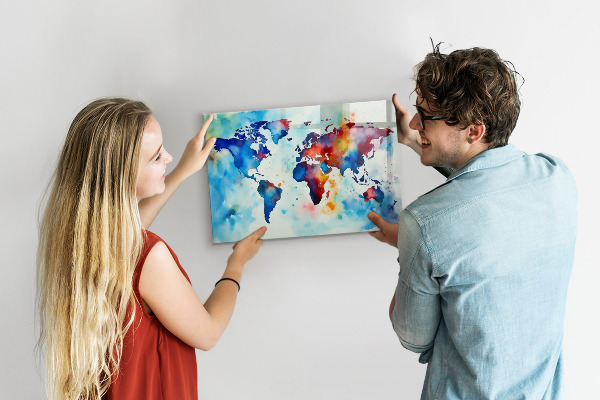 Tableau magnétique Carte peinte