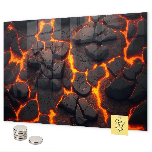 Tableau magnétique mural volcan de lave