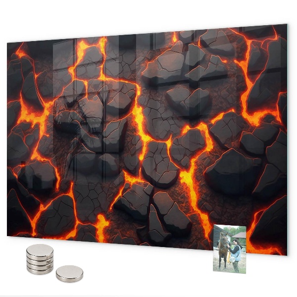 Tableau magnétique mural volcan de lave