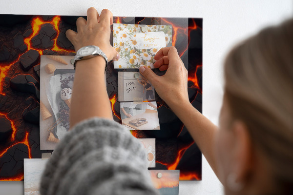 Tableau magnétique mural volcan de lave