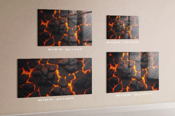 Tableau magnétique mural volcan de lave