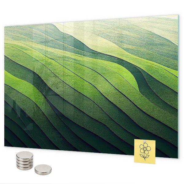 Tableau magnétique champs verts abstraits