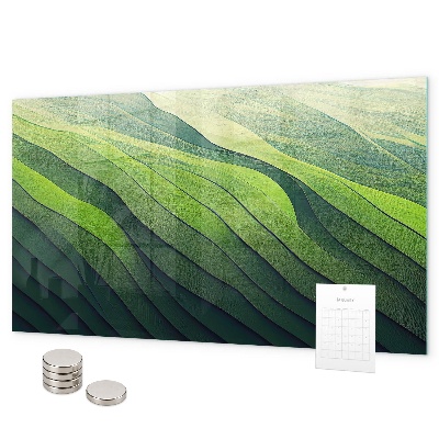 Tableau magnétique champs verts abstraits