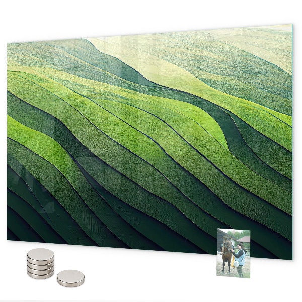Tableau magnétique champs verts abstraits