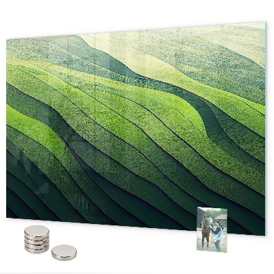 Tableau magnétique champs verts abstraits