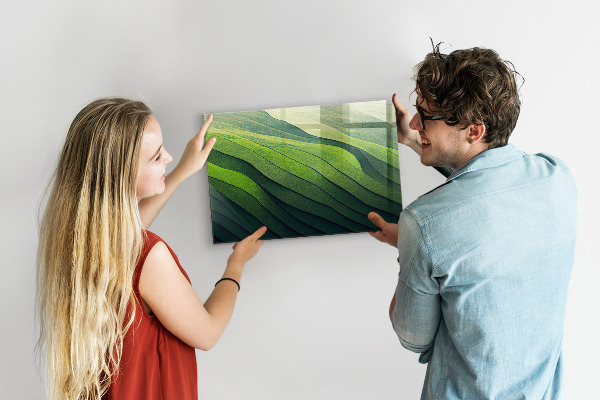 Tableau magnétique champs verts abstraits