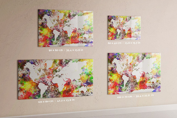 Tableau magnétique carte du monde à l'aquarelle