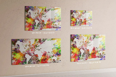 Tableau magnétique carte du monde à l'aquarelle