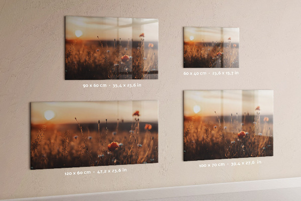 Tableau magnétique mural Lever du soleil dans le champ