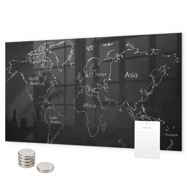 Tableau magnétique Pays sur la carte du monde
