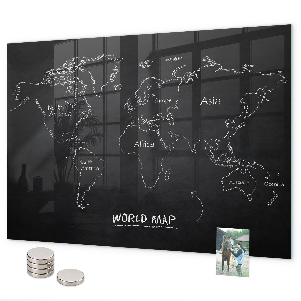 Tableau magnétique Pays sur la carte du monde