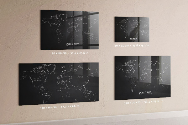 Tableau magnétique Pays sur la carte du monde