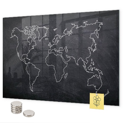 Tableau magnétique Contour de la carte du monde