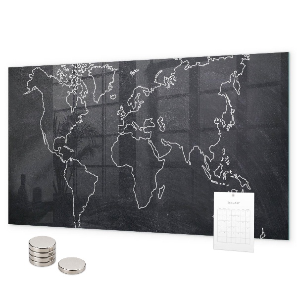 Tableau magnétique Contour de la carte du monde