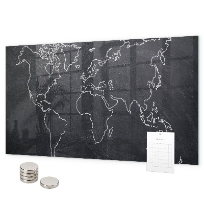 Tableau magnétique Contour de la carte du monde