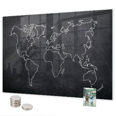 Tableau magnétique Contour de la carte du monde
